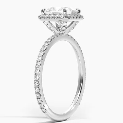 2.5 Carat Princess Cut Halo Ring in White Gold