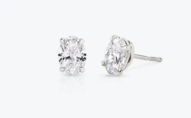 CaratX 1.00 carat weight oval cut diamond stud earrings