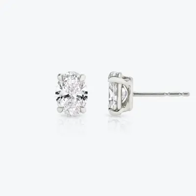 CaratX 1.00 carat weight oval cut diamond stud earrings