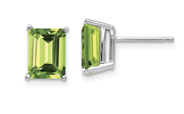 Emerald Cut Peridot Stud Earrings | Pushback | CaratX Color Collection