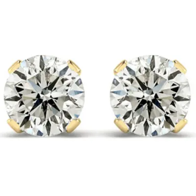 2.00 CTW H Color SI2 Round Diamond Stud Earrings | Basket setting | CaratX Earring Collection
