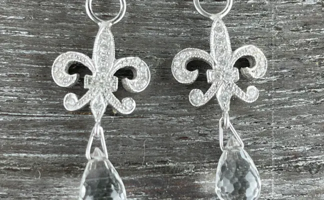 Jude Frances 18k Gold Diamond & White Topaz Fleur De Lis Charms