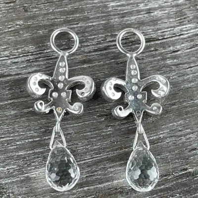 Jude Frances 18k Gold Diamond & White Topaz Fleur De Lis Charms