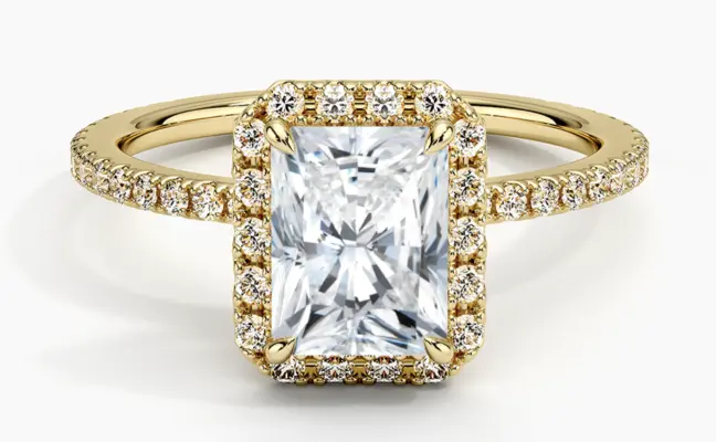 Excellent 1.95 ctw Radiant Cut Natural Diamond Ring | Halo Setting in solid gold