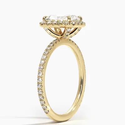 Excellent 1.95 ctw Radiant Cut Natural Diamond Ring | Halo Setting in solid gold