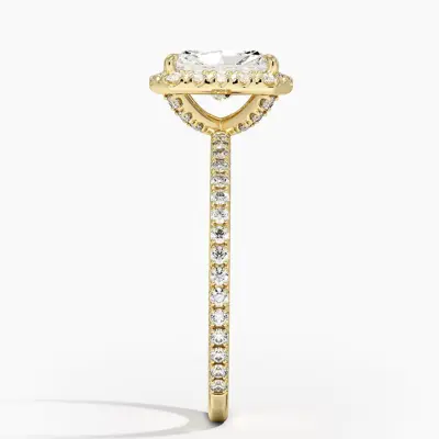 Excellent 1.95 ctw Radiant Cut Natural Diamond Ring | Halo Setting in solid gold