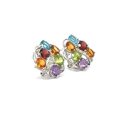 14KW multi-color stone earrings