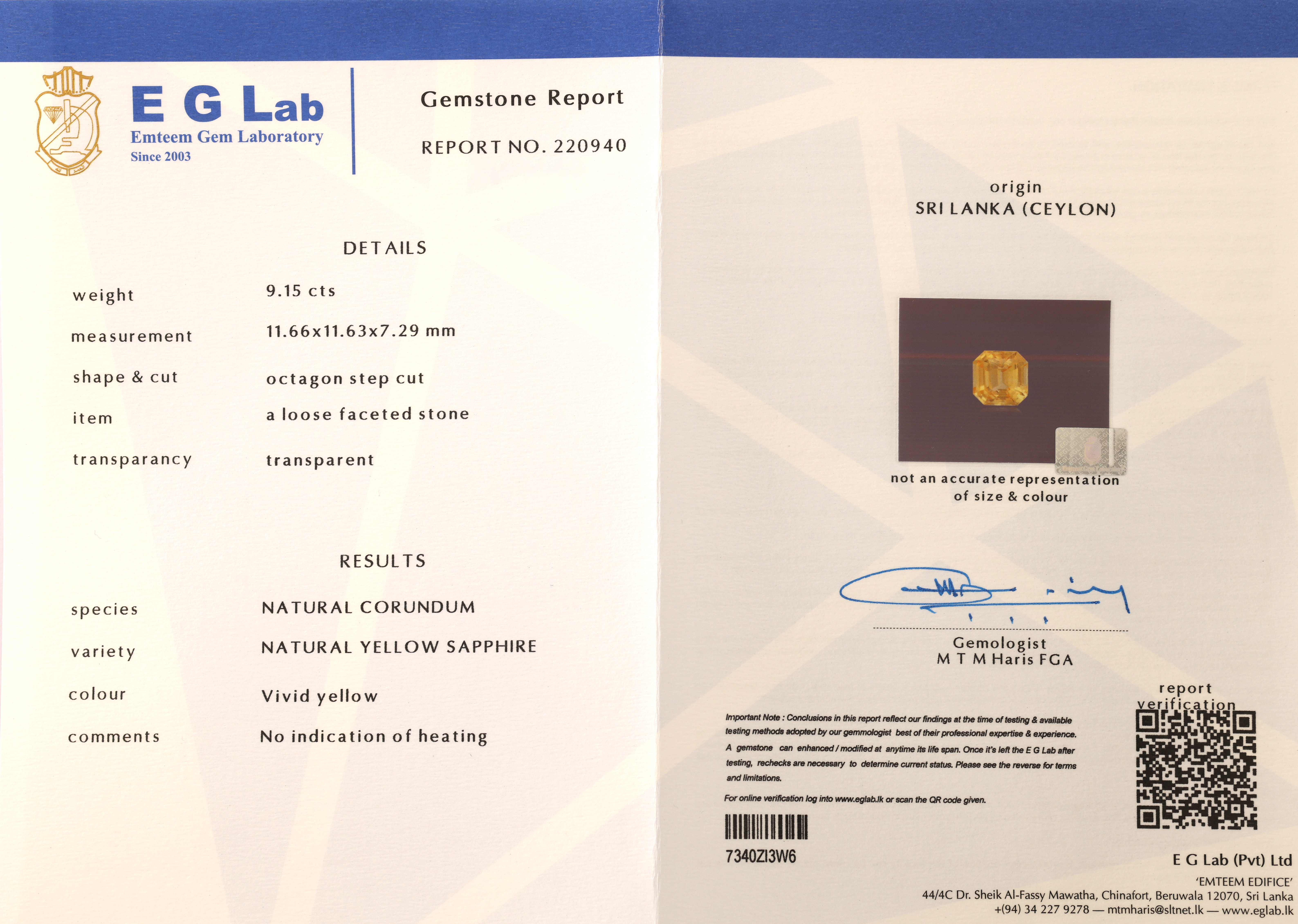 Ceylon Origin Vivid Yellow Sapphire