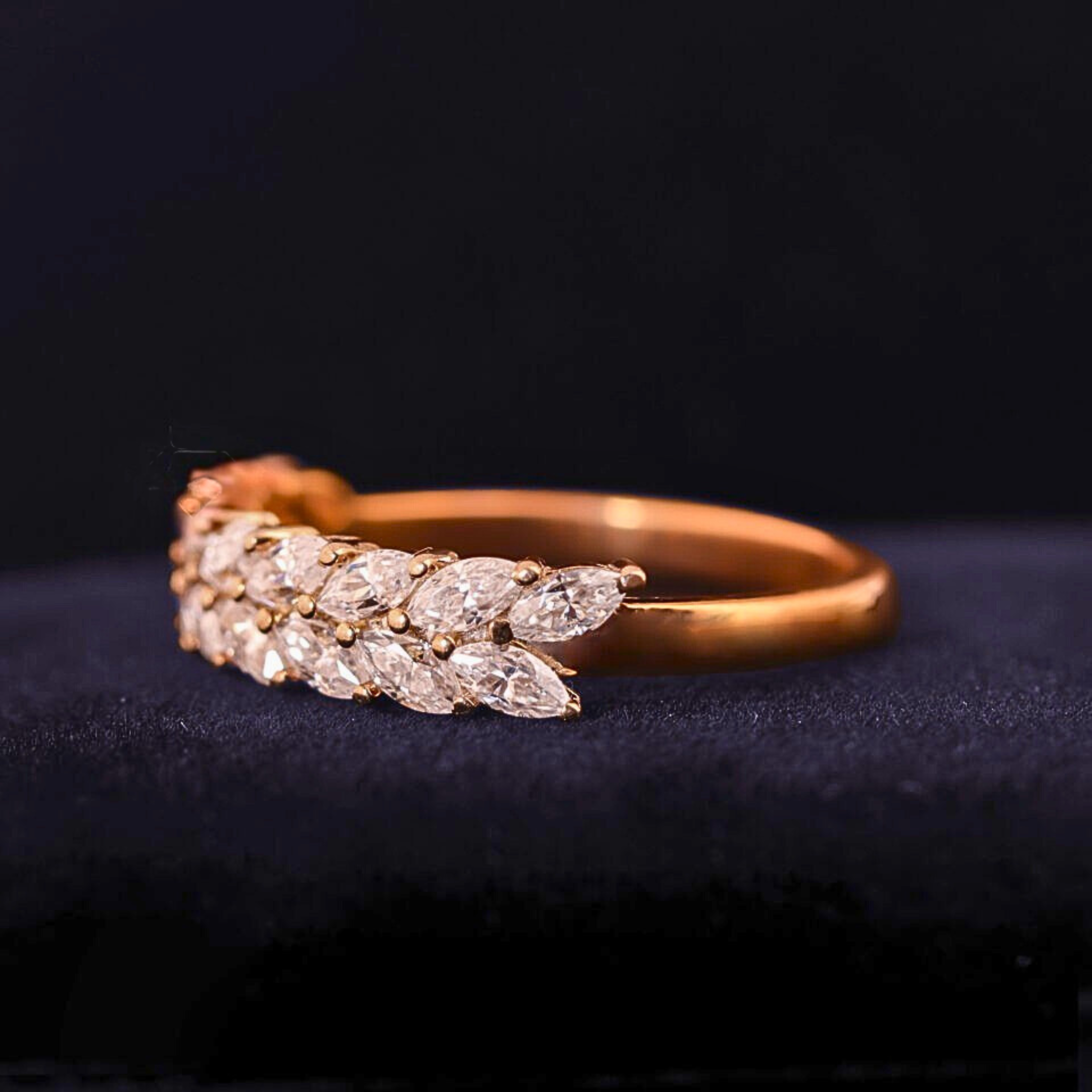 Marquise Cut Double Row Lab Grown Diamond Band