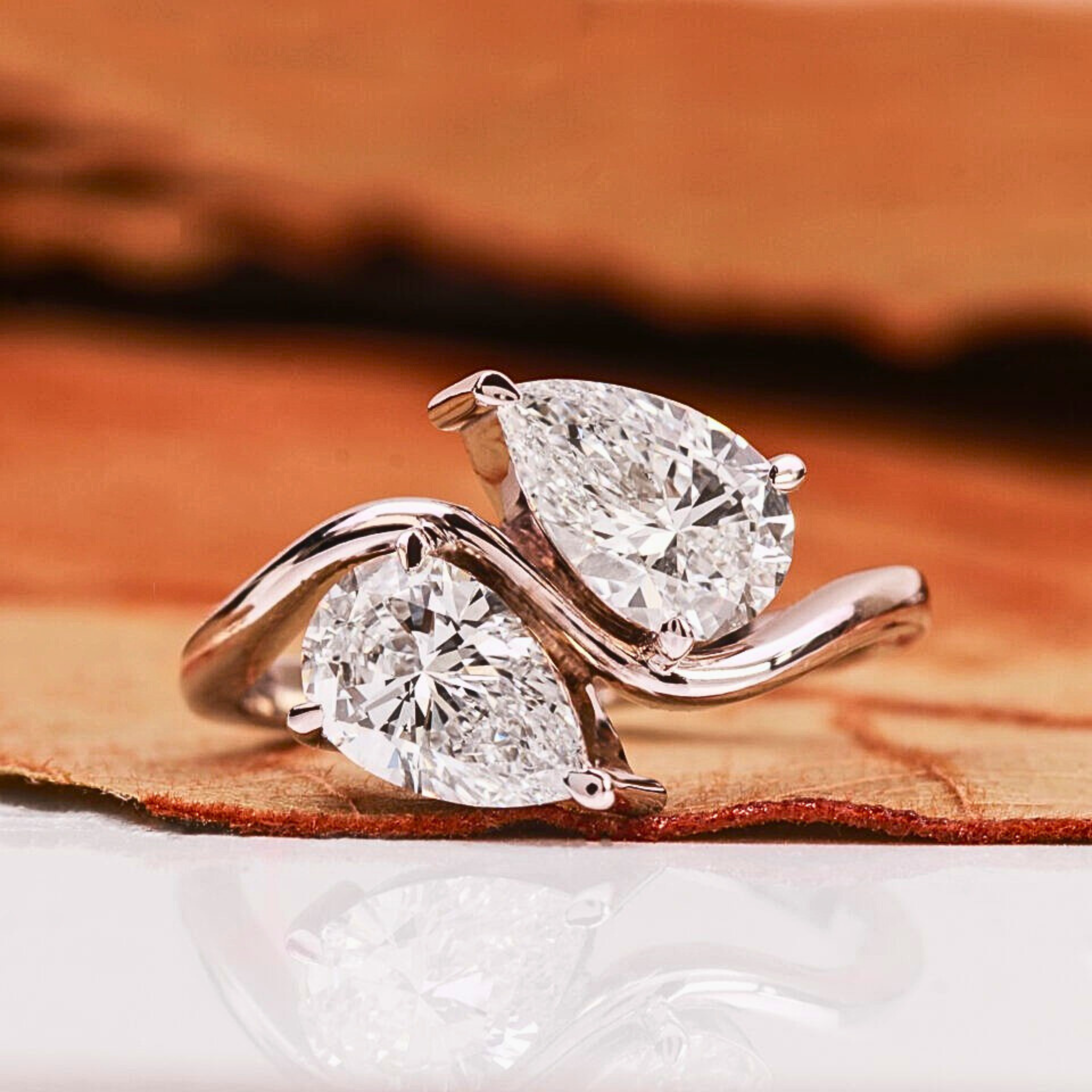 Pear Cut Toi Et Moi Lab Grown Diamond Ring