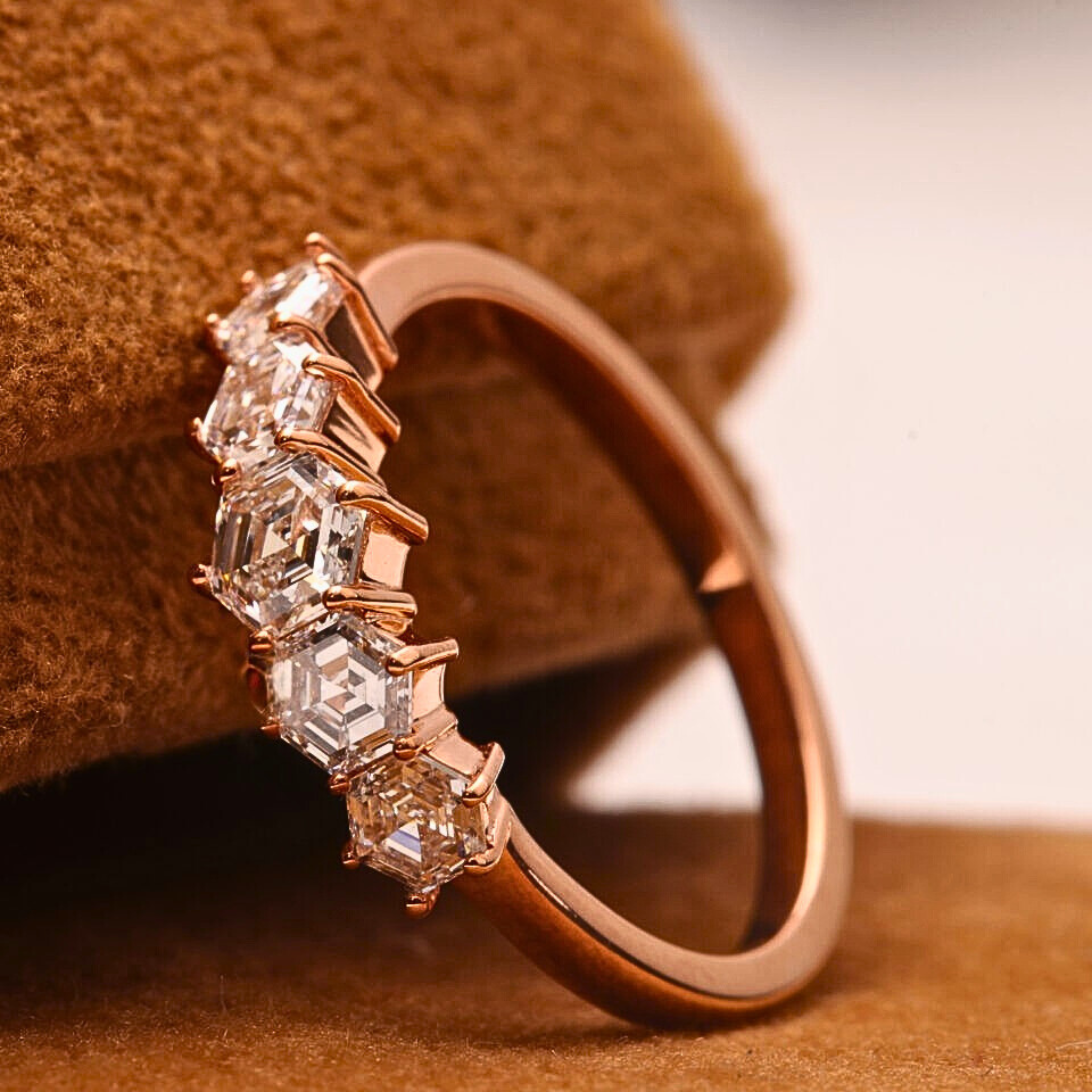 Hexagon Diamond Wedding Band