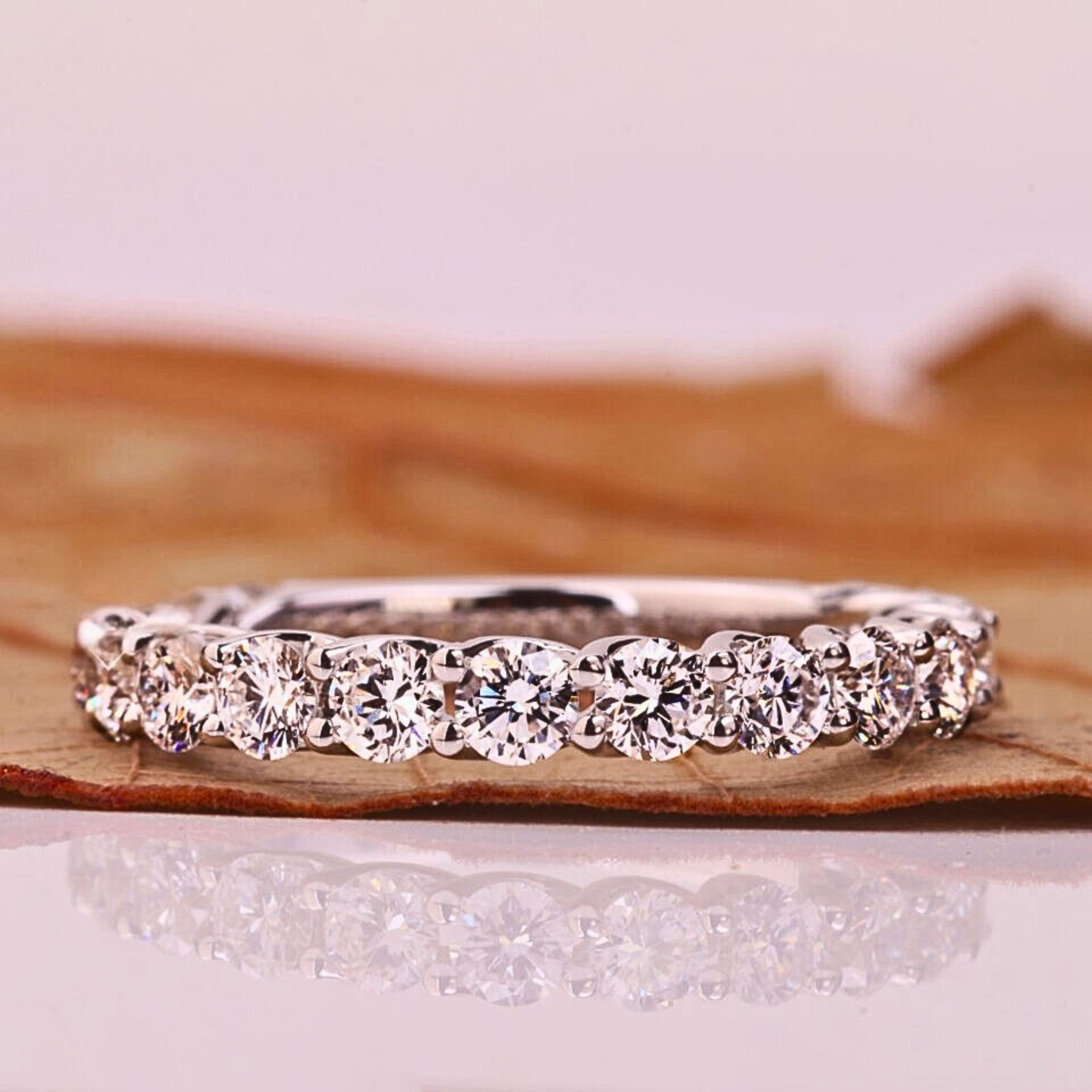 Round Cut Half Eternity Lab Grown Diamond Wedding Band