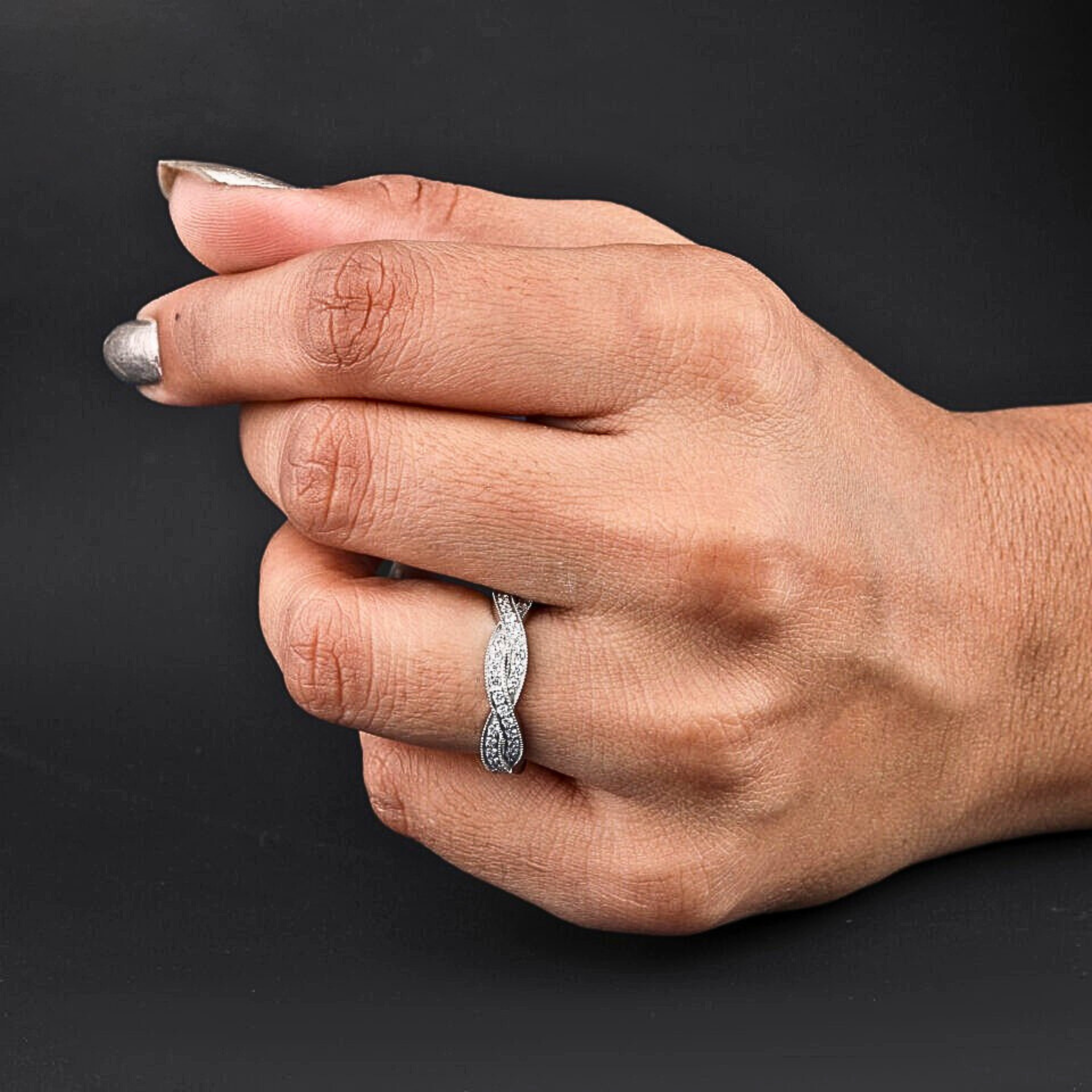 Twisted Diamond Eternity Band Ring