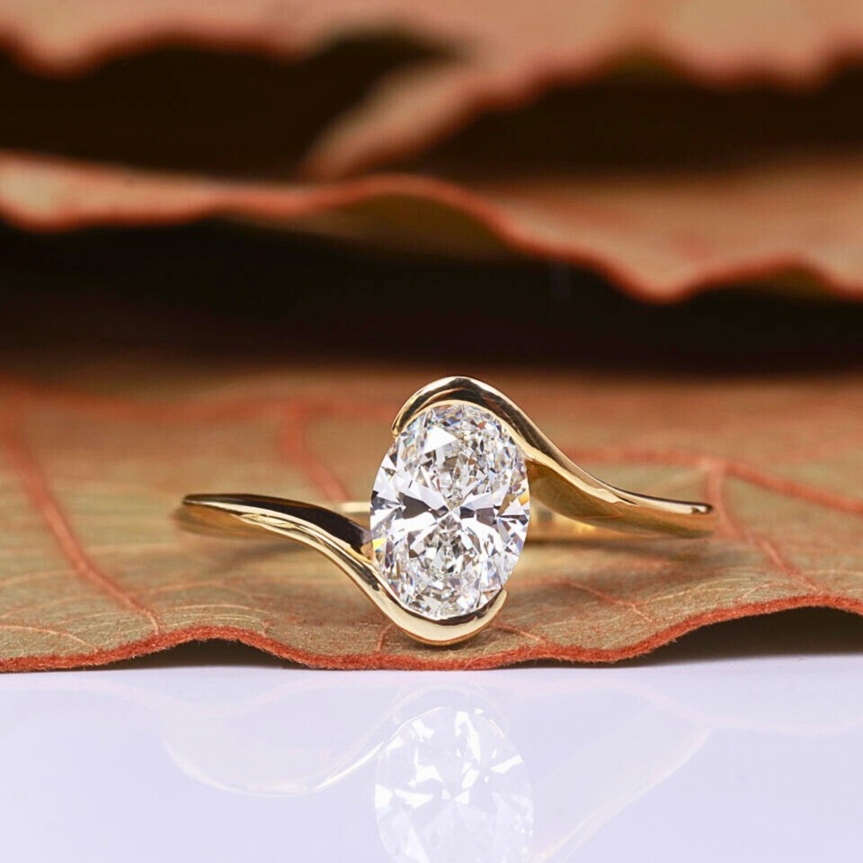 Oval Cut Lab Grown Diamond Bypass Engagement Ring