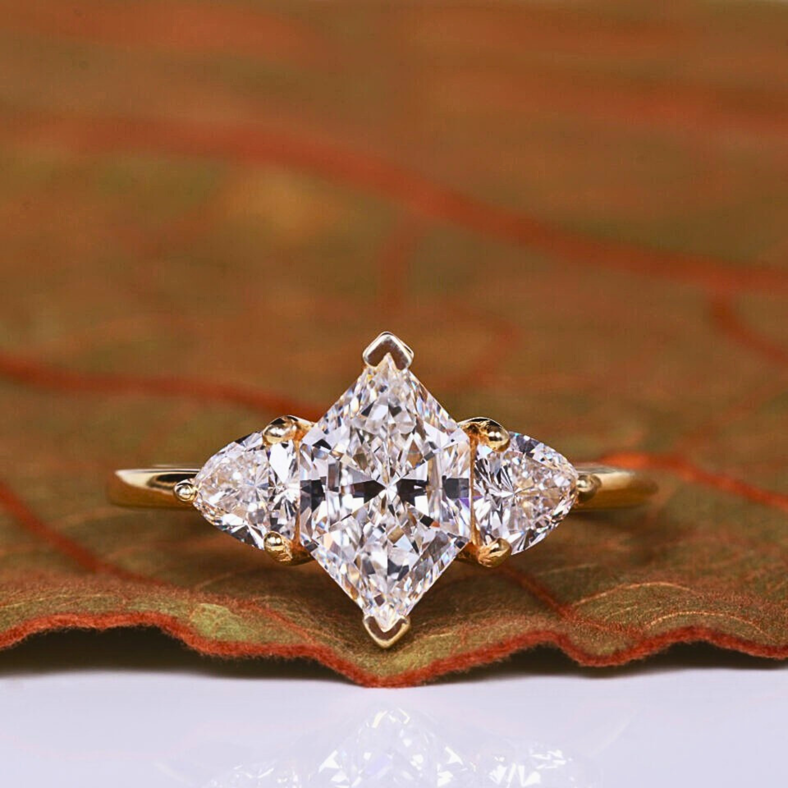 Dutch Marquise Cut Three Stone Lab Grown Diamond Engagement Ring