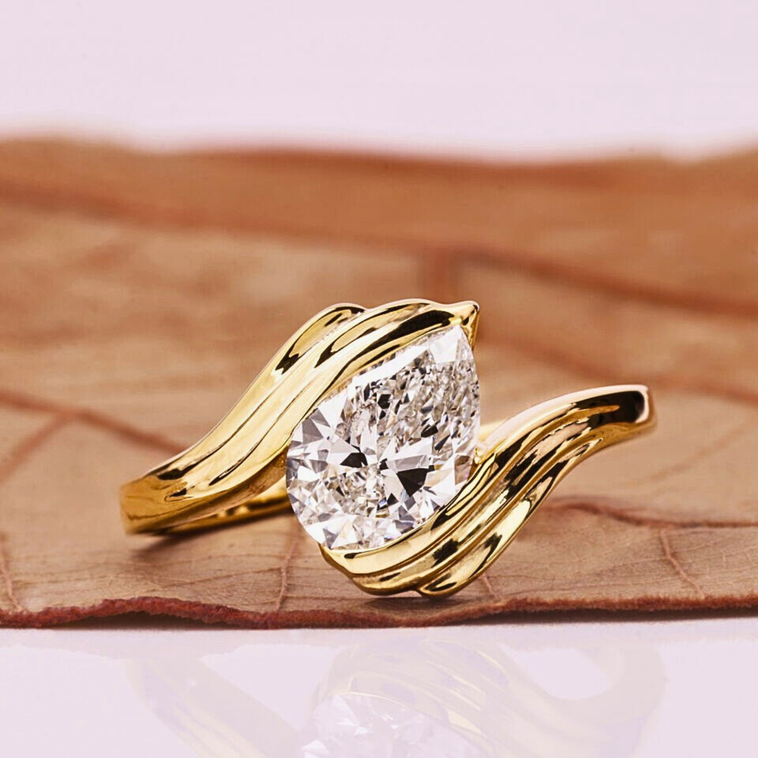 Pear Cut Lab Grown Diamond Bypass Ring