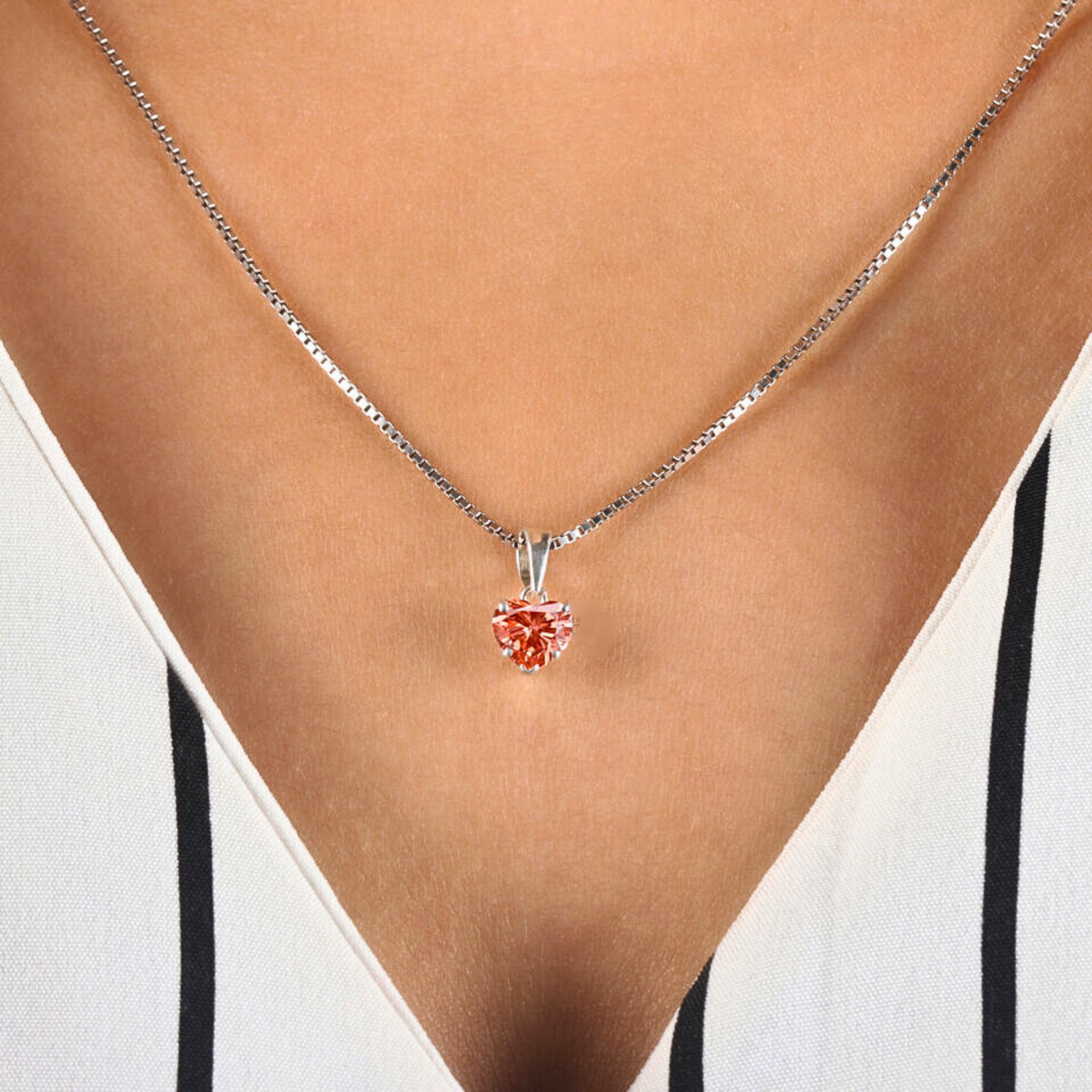 Vivid Red Heart Shape Lab Grown Diamond Pendant