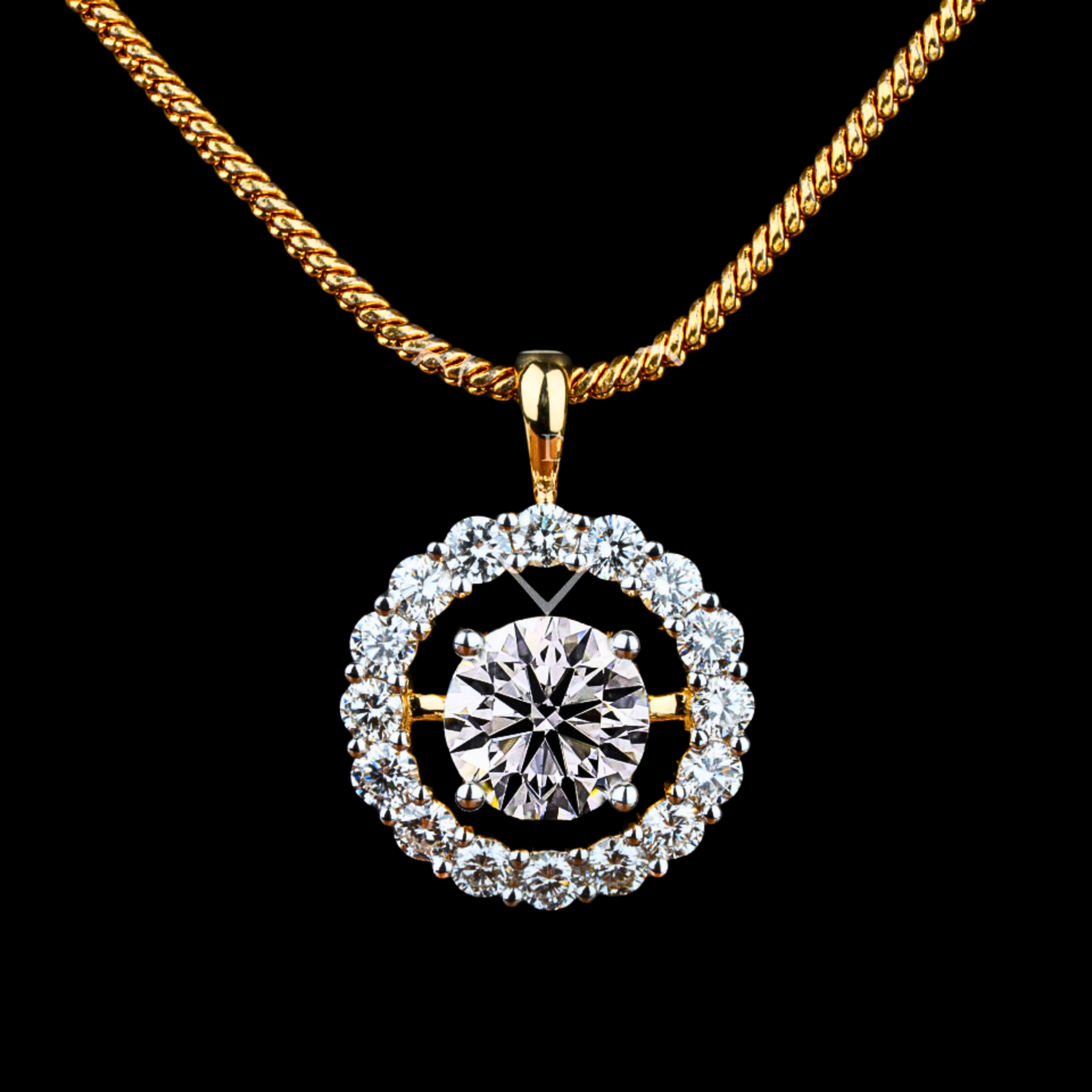 Luxury Round Solitaire Halo Lab Grown Diamond Pendant