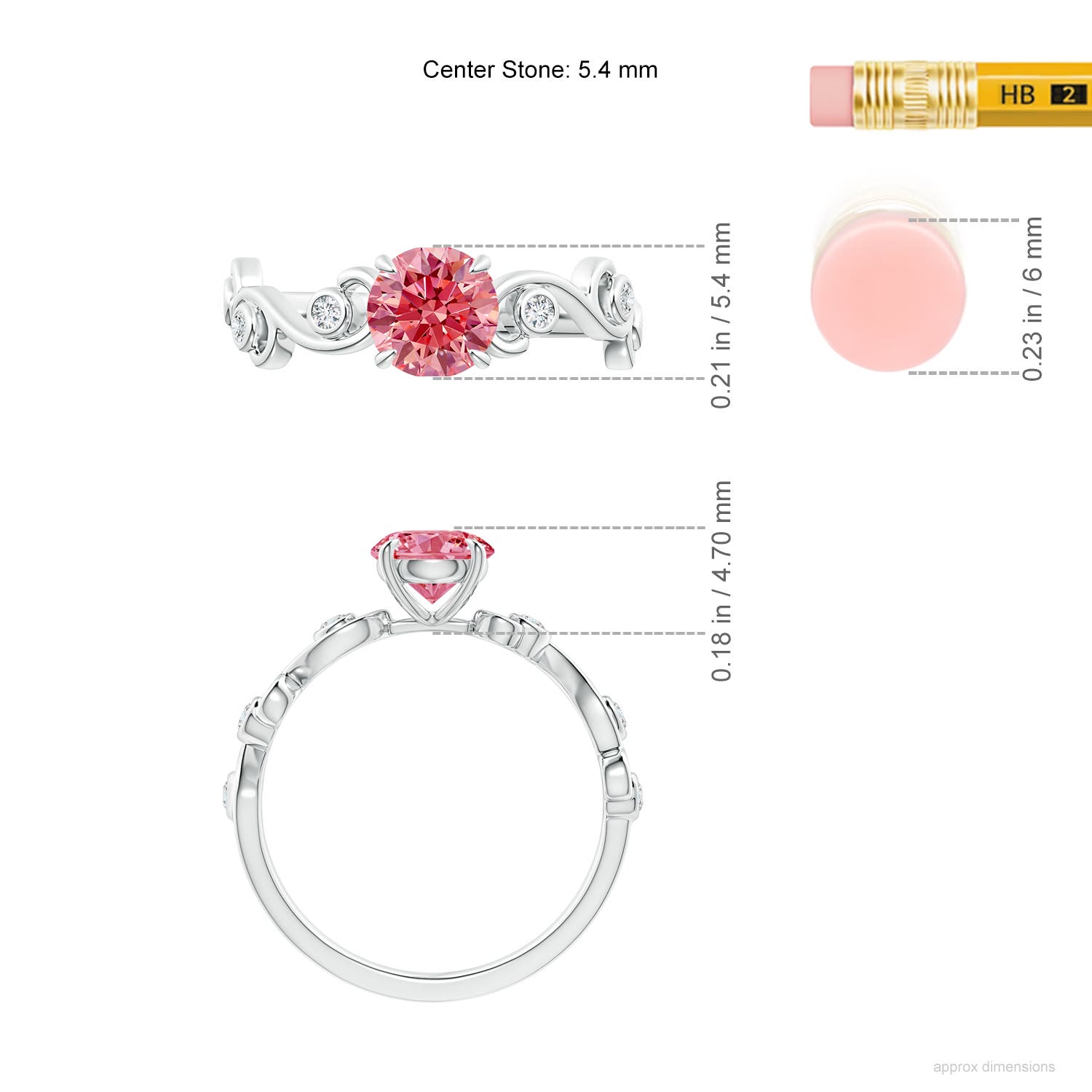 Pink  Lab Grown Ivy Scroll Ring
