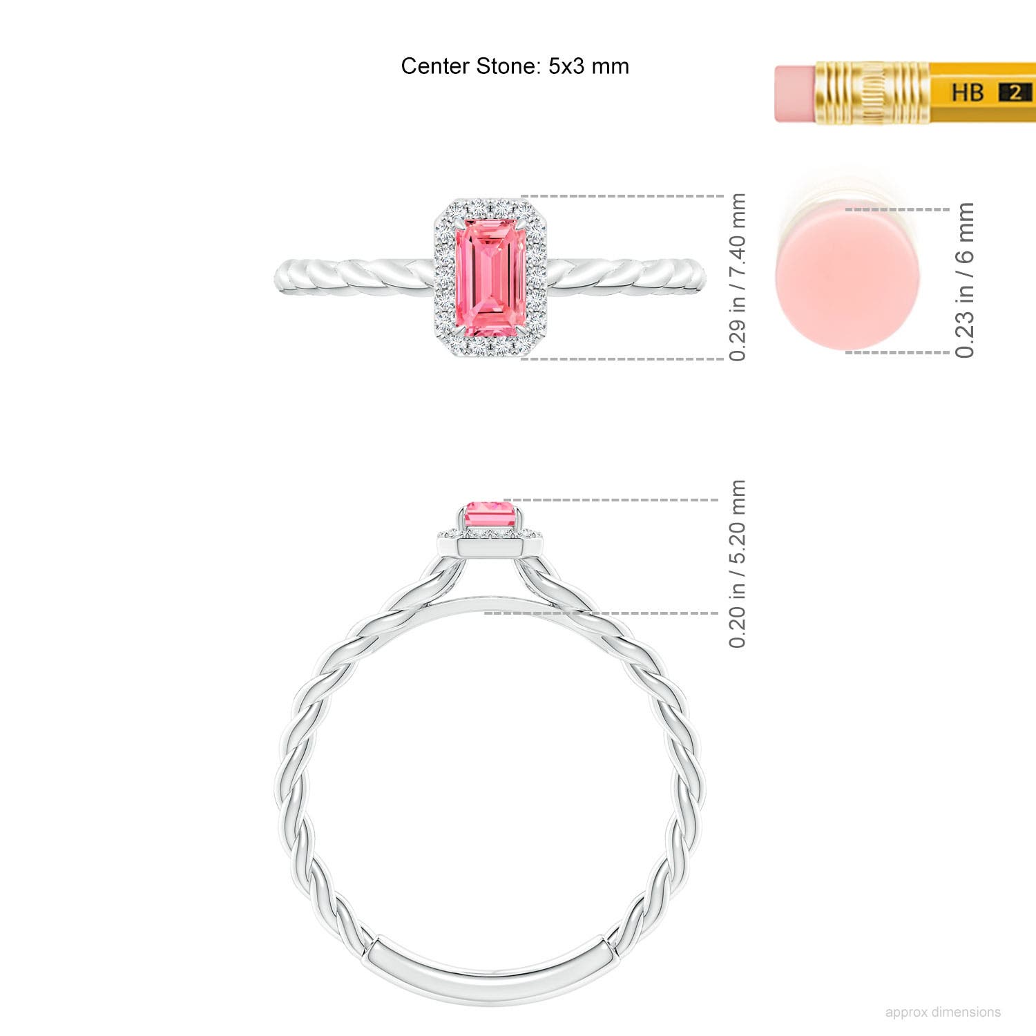 Fancy Vivid Pink Emerald Cut Lab Grown Diamond Ring