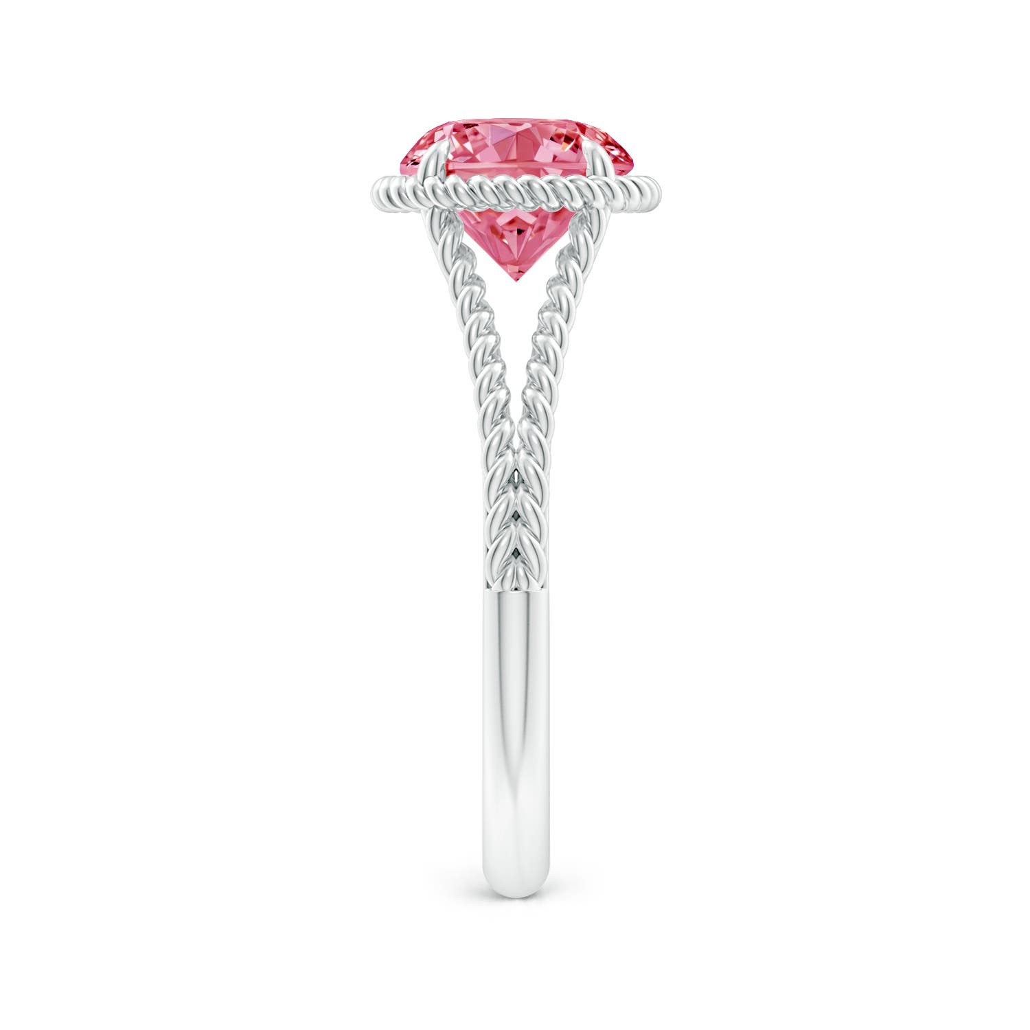Round Solitaire Lab Grown Pink Dianomd Ring