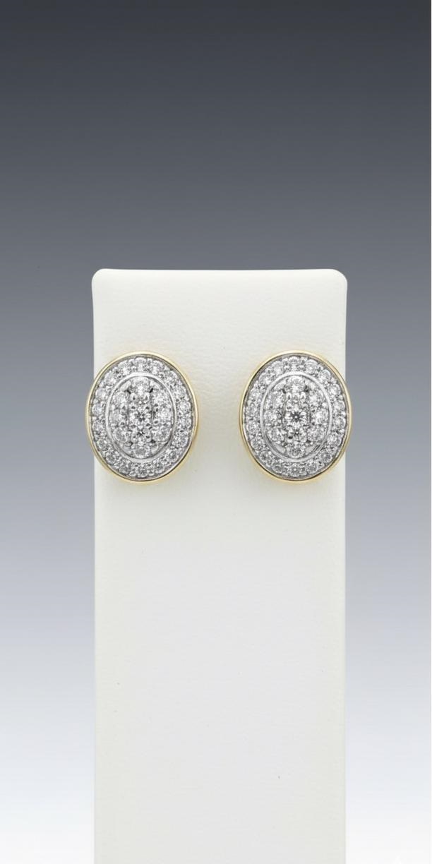 Halo Soleil" 18K Two-Tone Diamond Cluster Stud Earrings (0.57ct DWT)