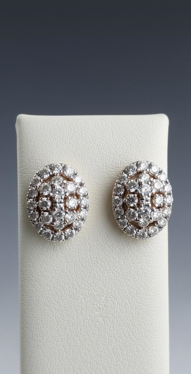 Starlight Dome" 18K White Gold Diamond Pave Cluster Stud Earrings (0.32ct DWT)