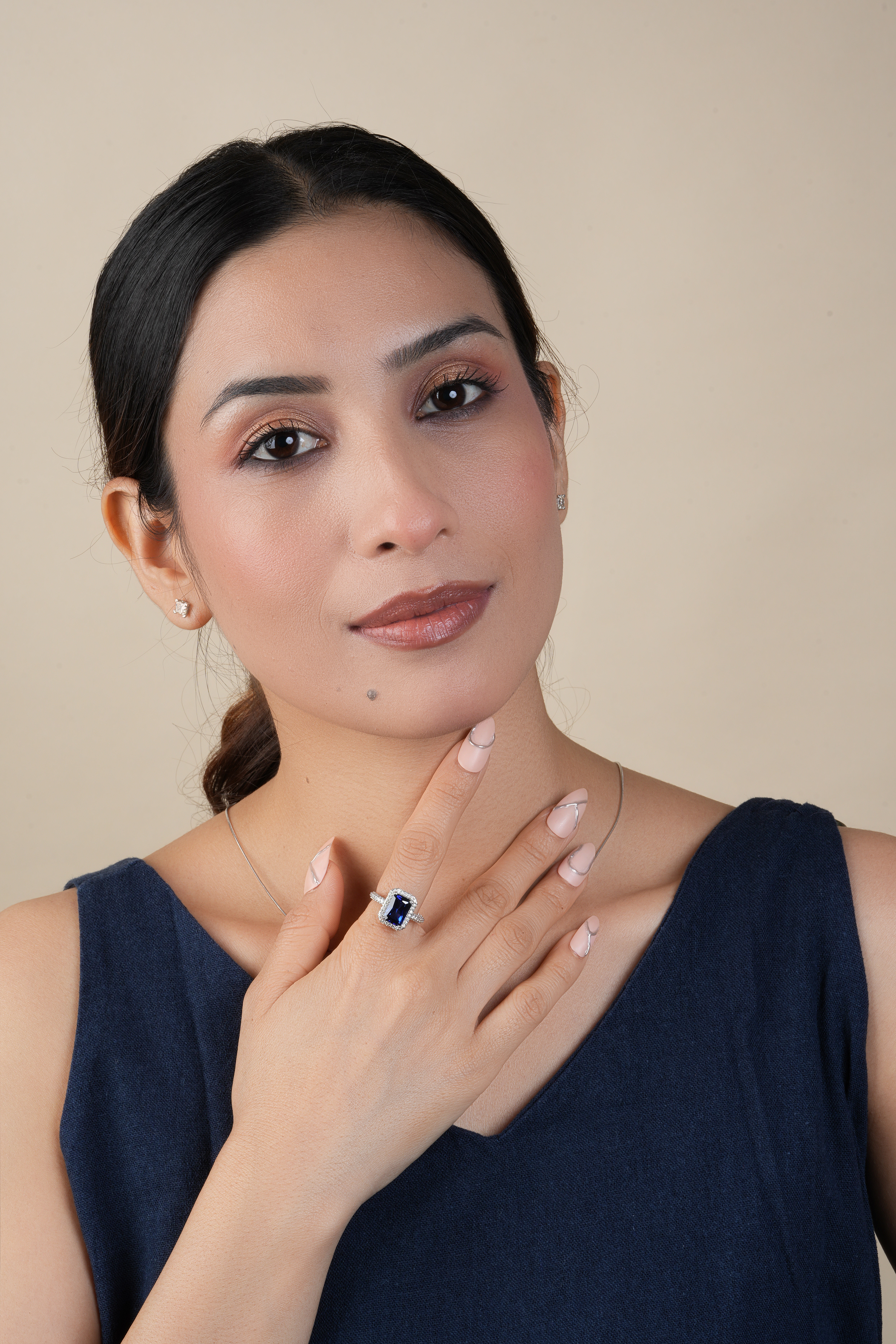 Vintage Radiant Cut Blue Sapphire Halo Diamond Engagement Ring