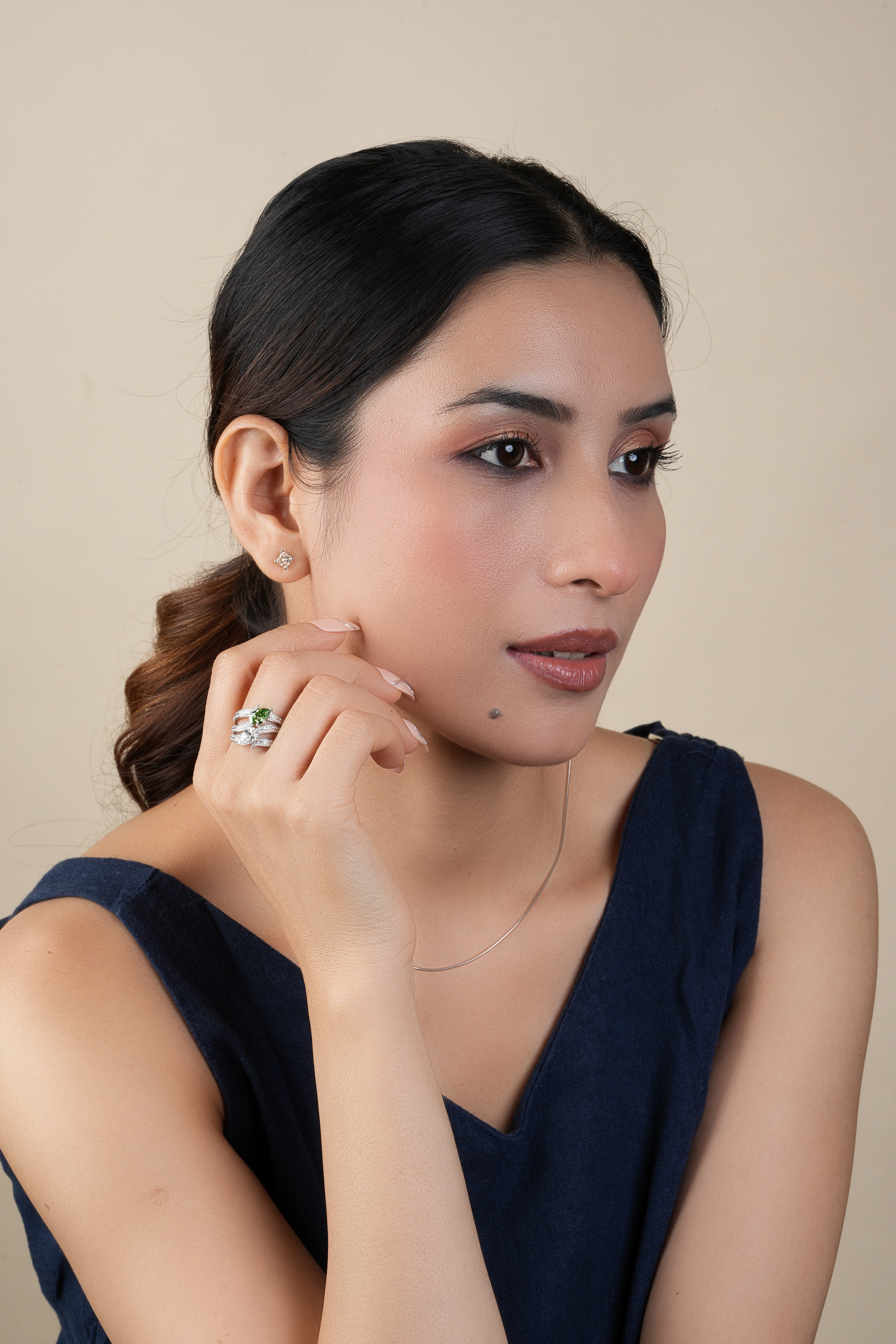 Crossover Multi Layered Pear Cut Diamond Cocktail Ring