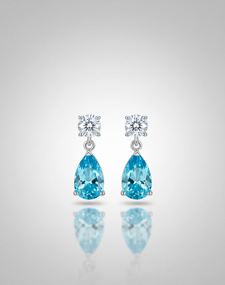 Azure Droplet Diamond Earrings